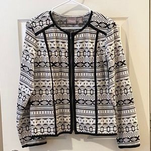 Chico’s Mono Geo Jacquard Wintry Pattern Jacket